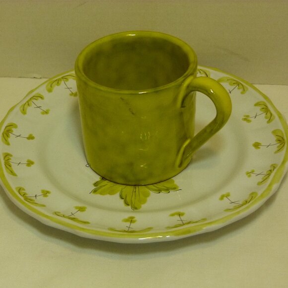 PV ITALY / Italica Ars Hand Painted Floral Set of 4 Salad Plates & 4 Mugs NOS - Picture 2 of 12
